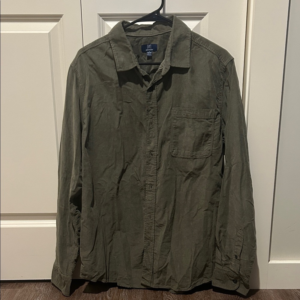 George Men's Olive Casual Button Down Shirt